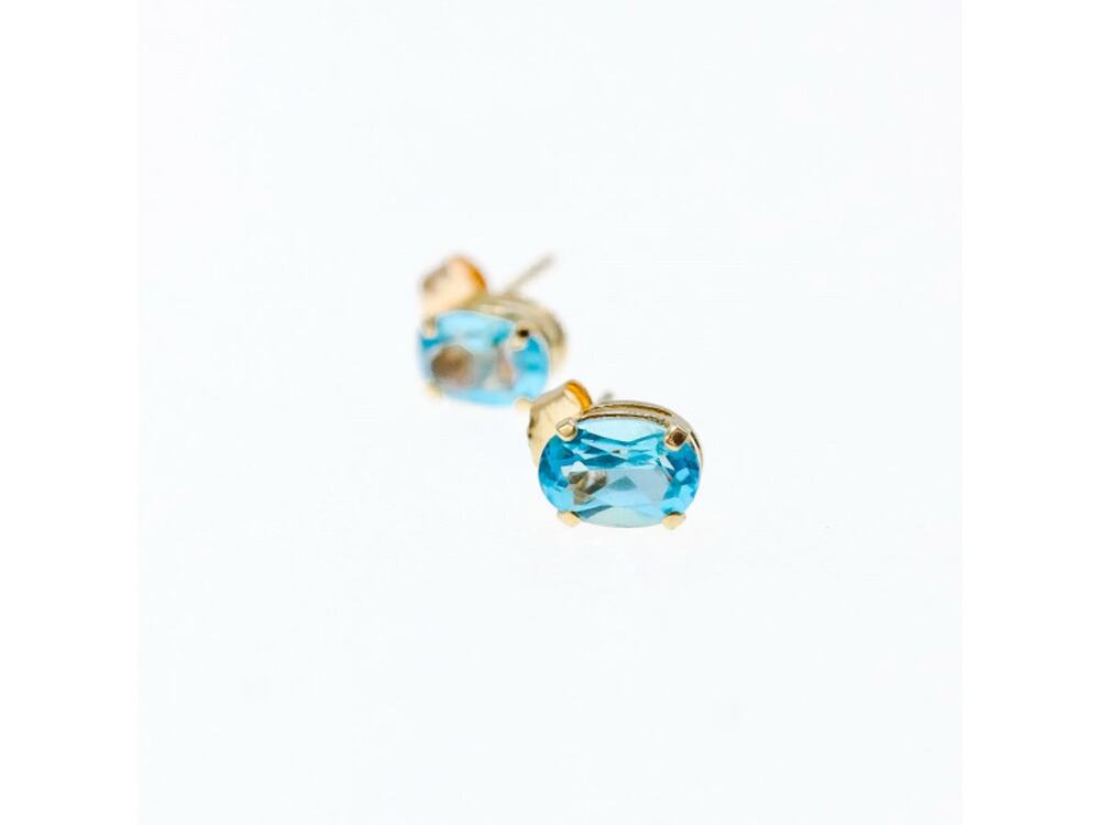 14 K Yellow Gold Topaz Stud Earrings